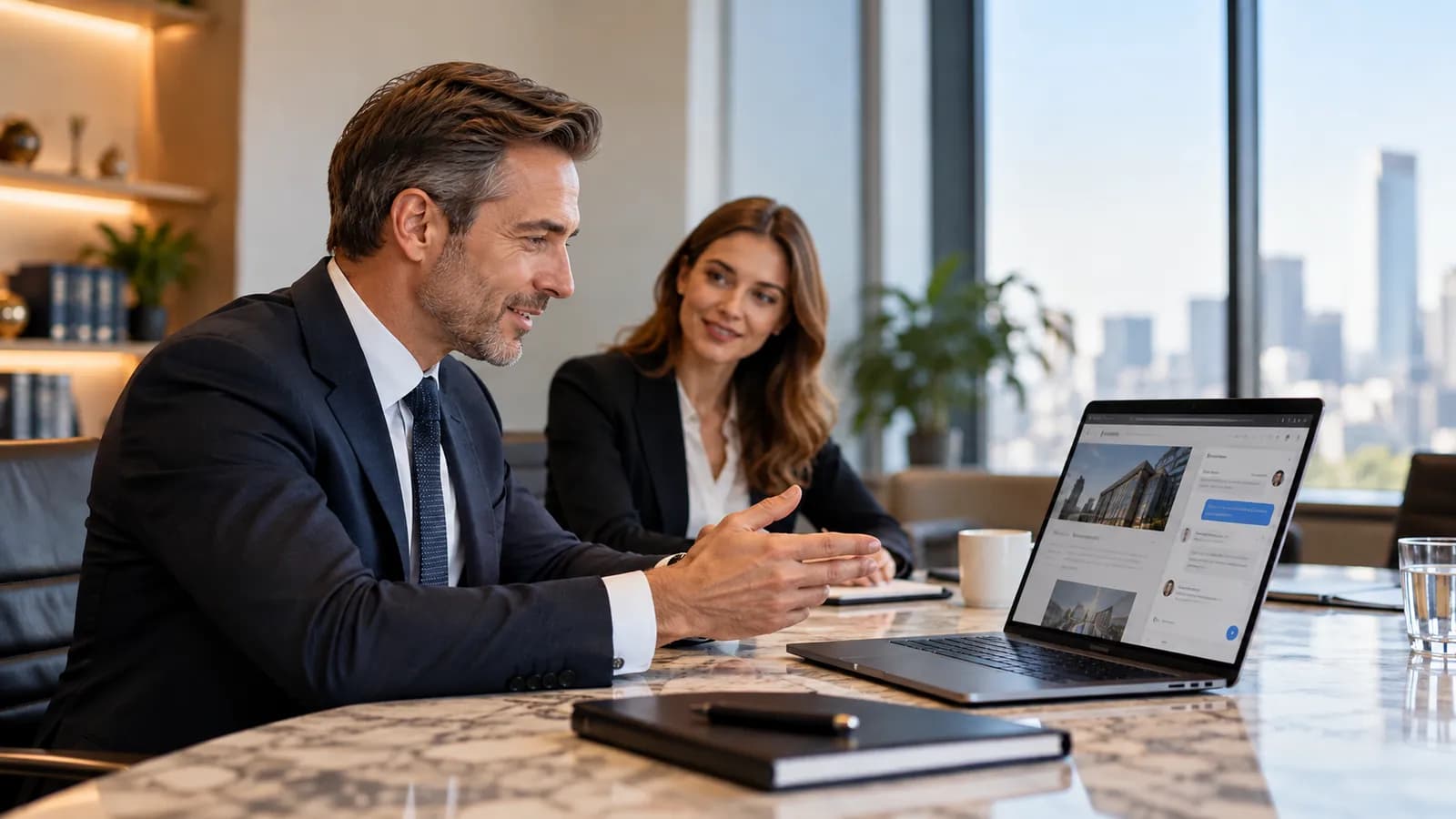 Consultants meeting a client after the first enquiry came in through Pingu