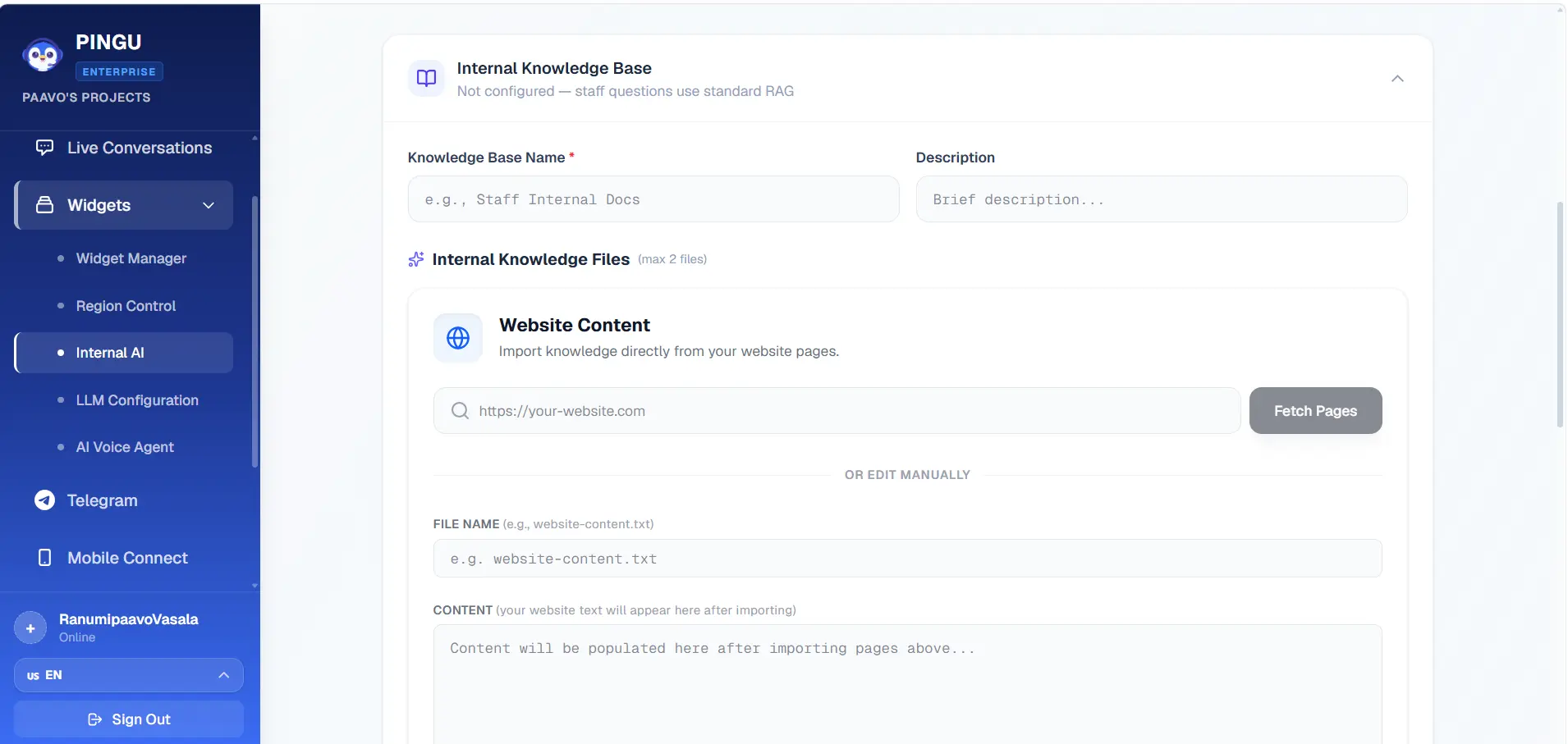 Internal AI Assistant overview